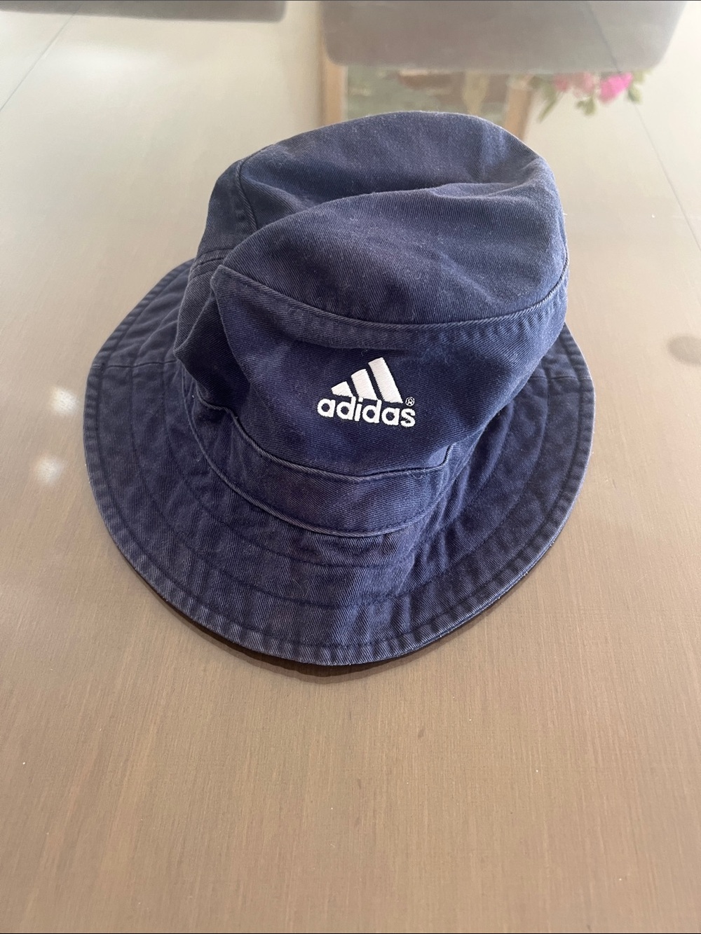 adidas Navy Bucket Hat with White Trefoil